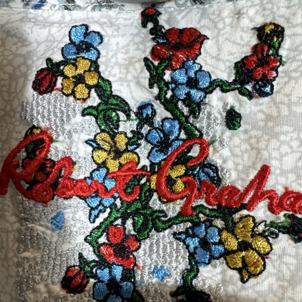 Mens Robert Graham Shirt 2XL Gray Splatter And Has Floral Flip Cuff - Picture 6 of 9